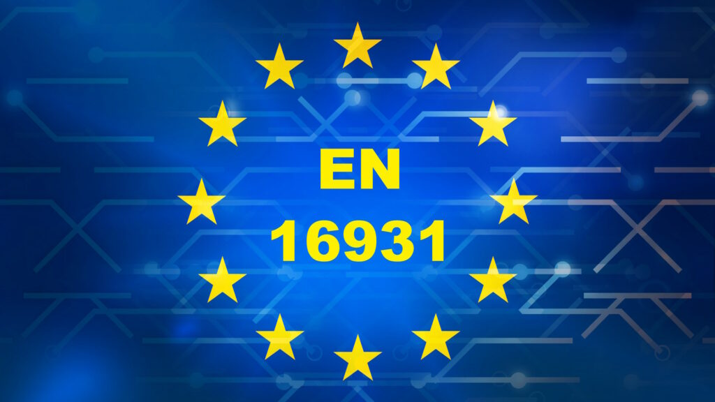 European Norm (EN) 16931 on top of the European Union flag