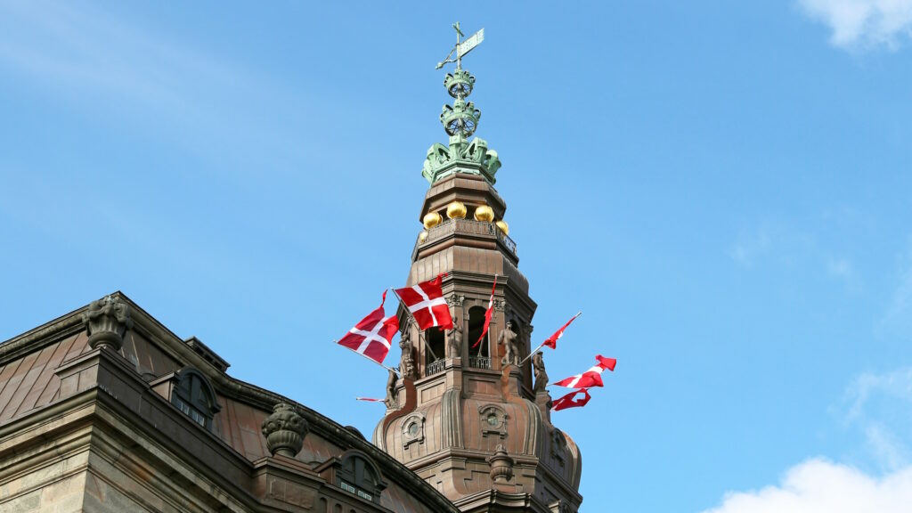 Photo of the tower of Christiansborg castle in Copenhagen, capital of Denmark