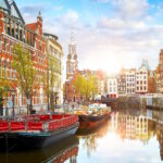 Photo of a canal in Amsterdam, capital of The Netherlands