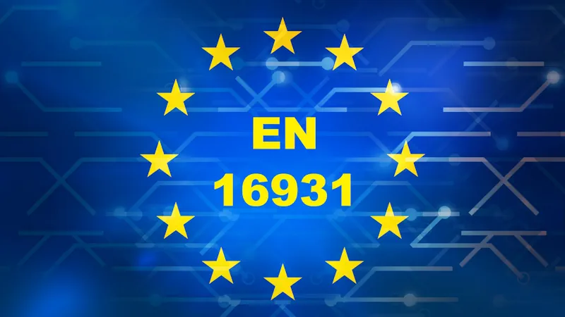 European Norm (EN) 16931 on top of the European Union flag