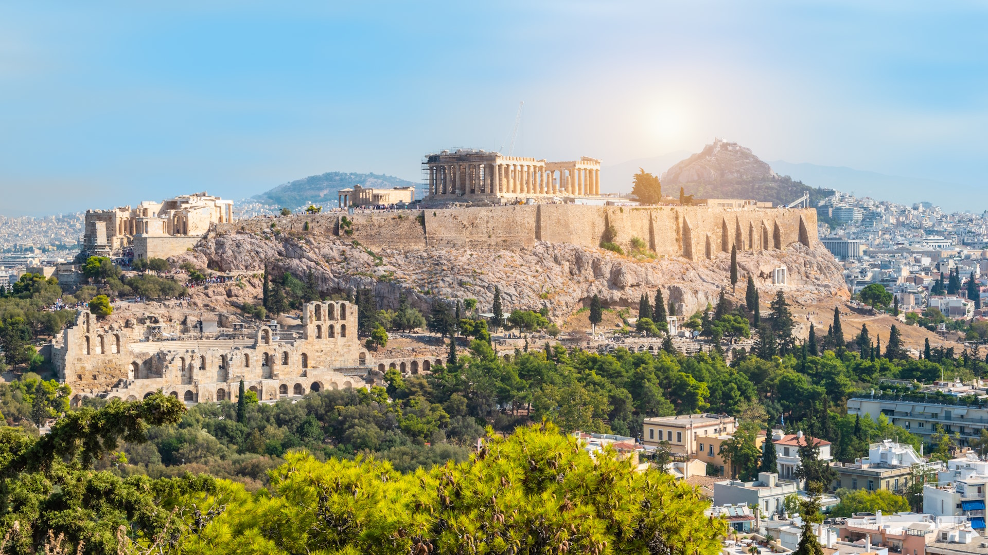 Panoramic view of the Acropolis in Athens, capital of Greece