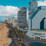 Photo of the seafront and the building in Tel-Aviv, Israel