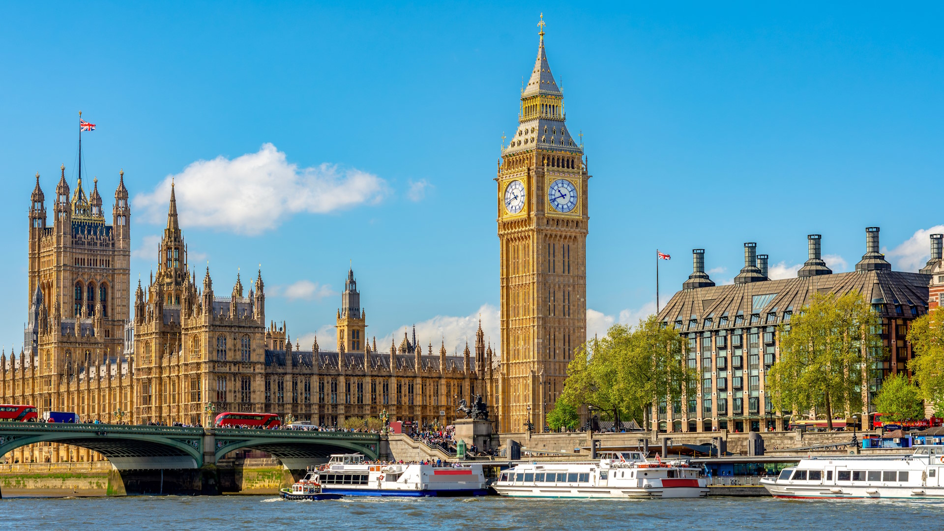 Photo of Big Ben taken from across the Thames in London, capital of the United Kingdom