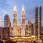Night photo of the skyline of Kuala Lumpur, capital of Malaysia