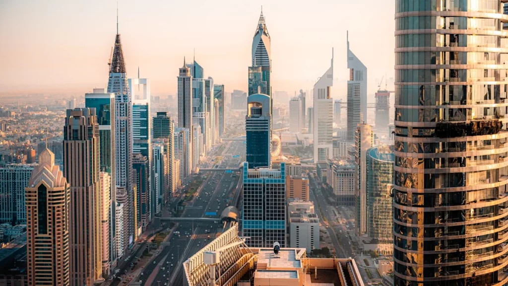 Sheikh Zayed Road, in the center of Dubai, in the United Arab Emirates
