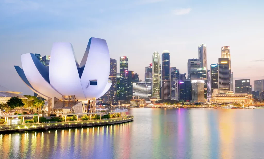 Panoramic cityscape of Marina Bay in Singapore