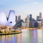 Panoramic cityscape of Marina Bay in Singapore