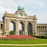The Triumphal Arch (Arc de Triomphe) in the Parc du Cinquantenaire or Jubelpark in the European Quarter in Brussels.