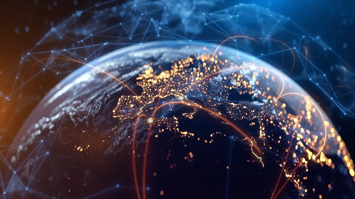 Global decentralized network connecting businesses and exchanging electronic documents such as e-invoices