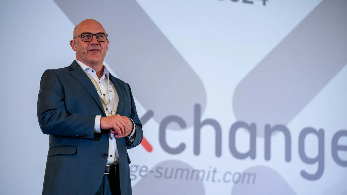 Johannes von Mulert on stage at the Exchange Summit